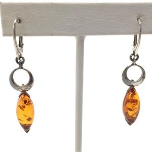 Vintage Sterling Silver and Amber Earrings